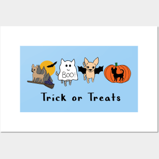 Blue Halloween Chis - smooth coat chihuahuas - Chihuahua Halloween Tee Posters and Art